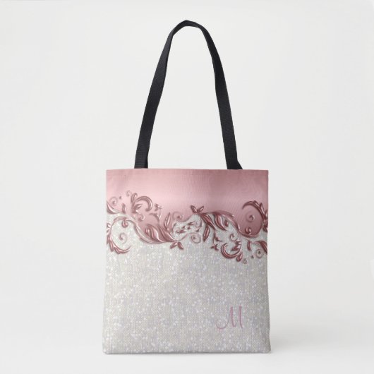 Metallic roze roze roze Floral met witte Confetti Tote Bag (Voorkant)