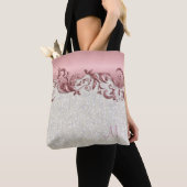 Metallic roze roze roze Floral met witte Confetti Tote Bag (Dichtbij)