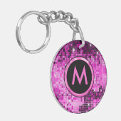 Metallic roze sequentie disco glitter sleutelhanger (Voorkant Links)