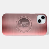 Metallic roze staal gegraveerd monogram Case-Mate iPhone case (Achterkant (horizontaal))