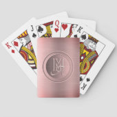 Metallic roze staal gegraveerd monogram pokerkaarten (Achterkant)