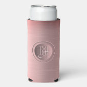 Metallic roze staal gegraveerd monogram seltzer blikjeskoeler (Seltzer Voorkant)