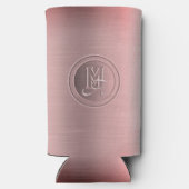 Metallic roze staal gegraveerd monogram seltzer blikjeskoeler (Achterkant)