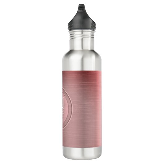 Metallic roze staal gegraveerd monogram waterfles  (Rechts)