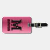 Metallic roze textuur aangepaste zwarte tekst bagagelabel (Voorkant horizontaal)