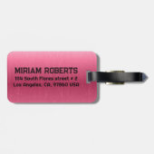 Metallic roze textuur aangepaste zwarte tekst bagagelabel (Achterkant horizontaal)