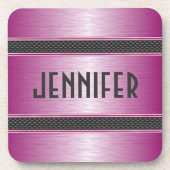 Metallic roze vormgeving met roze vormgeving gebor onderzetter (Voorkant)