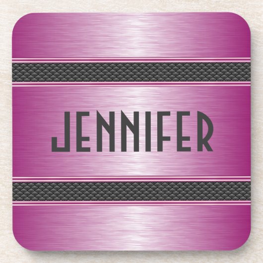 Metallic roze vormgeving met roze vormgeving gebor onderzetter (Voorkant)