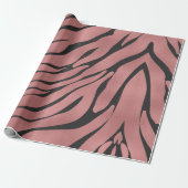 Metallic roze Zebra Patroon Cadeaupapier (Uitgerold)