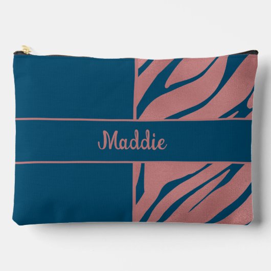 Metallic roze zebra strepen patroon etui (Voorkant)