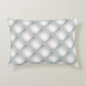 Metallic Satin White Mint Green Bling Accent Kussen (Voorkant)