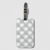 Metallic Satin White Mint Green Bling Bagagelabel (Voorkant (verticaal))
