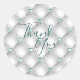 Metallic Satin White Mint Green Bling Glam Ronde Sticker