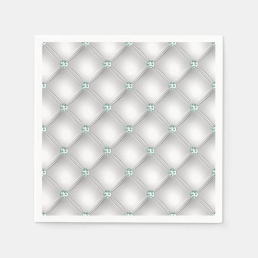 Metallic Satin White Mint Green Bling Glam Servet (Voorkant)