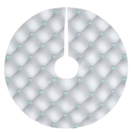 Metallic Satin White Mint Green Bling Kerstboom Rok (Voorkant)
