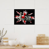 Metallic scooter op shredded union jack art poster (Keuken)