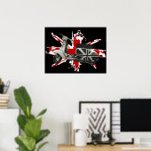 Metallic scooter op shredded union jack art poster (Thuiskantoor)