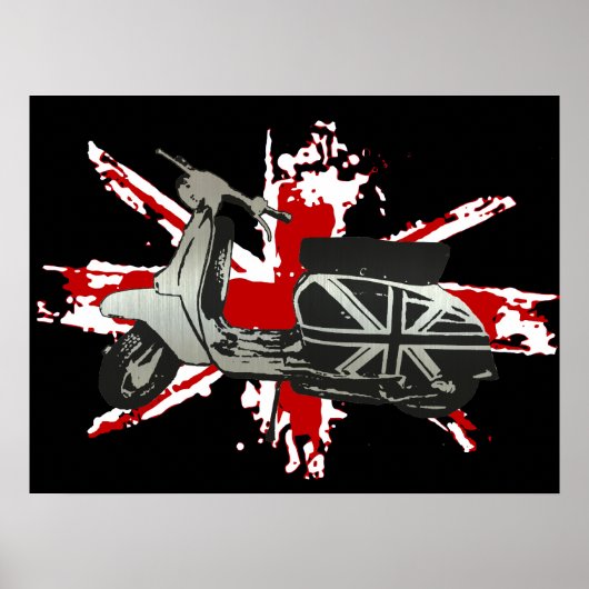 Metallic scooter op shredded union jack art poster (Voorkant)