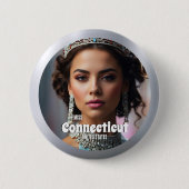 Metallic Shine Pageant Button Pin Aangepaste Foto (Voorkant)