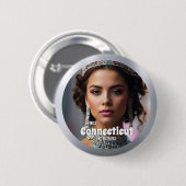 Metallic Shine Pageant Button Pin Aangepaste Foto (Voorkant /achterkant)