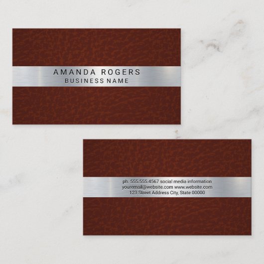 Metallic Shine | Rood leder Visitekaartje (Voorkant / Achterkant)