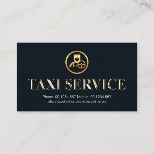Metallic Shiny Gold Taxi Service Signage Driver Visitekaartje (Voorkant)