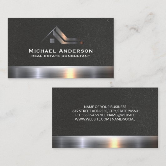 Metallic sierstrip onroerend goed visitekaartje (Voorkant / Achterkant)