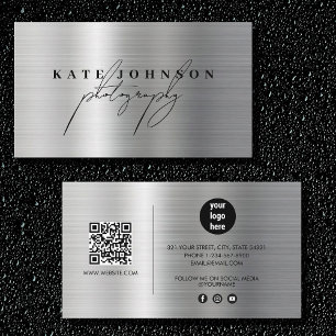 Metallic Signature Script QR Code Social Media Visitekaartje