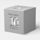 Metallic Silver 10th Wedding Jubileum Bedankdoosjes (Voorkant Zijde)