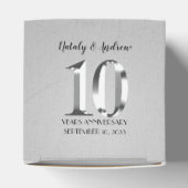 Metallic Silver 10th Wedding Jubileum Bedankdoosjes (Bovenkant)