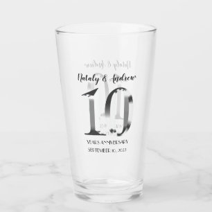 Metallic Silver 10th Wedding Jubileum Glas