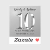 Metallic Silver 10th Wedding Jubileum Sticker (Vel)