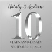 Metallic Silver 10th Wedding Jubileum Sticker (Voorkant)