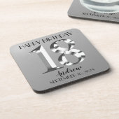Metallic Silver 18e verjaardag Bier Onderzetter (Linkerzijde)