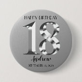 Metallic Silver 18e verjaardag Ronde Button 7,6 Cm (Voorkant)