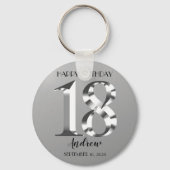 Metallic Silver 18e verjaardag Sleutelhanger (Voorkant)