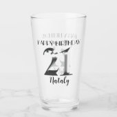 Metallic Silver 21ste verjaardag Glas (Voorkant)