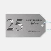 Metallic Silver 25e verjaardag Cadeaulabel (Voorkant (Horizontaal))