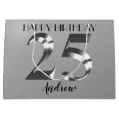 Metallic Silver 25e verjaardag Groot Cadeauzakje (Voorkant)