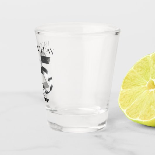 Metallic Silver 25e verjaardag Shot Glas (Rechts)