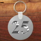 Metallic Silver 25e verjaardag Sleutelhanger (Achterkant)