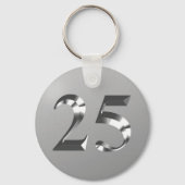 Metallic Silver 25e verjaardag Sleutelhanger (Achterkant)
