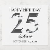 Metallic Silver 25e verjaardag Sparkling Wijnetiket (Enkel label)