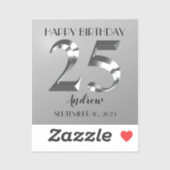Metallic Silver 25e verjaardag Sticker (Vel)