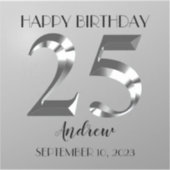 Metallic Silver 25e verjaardag Sticker (Voorkant)