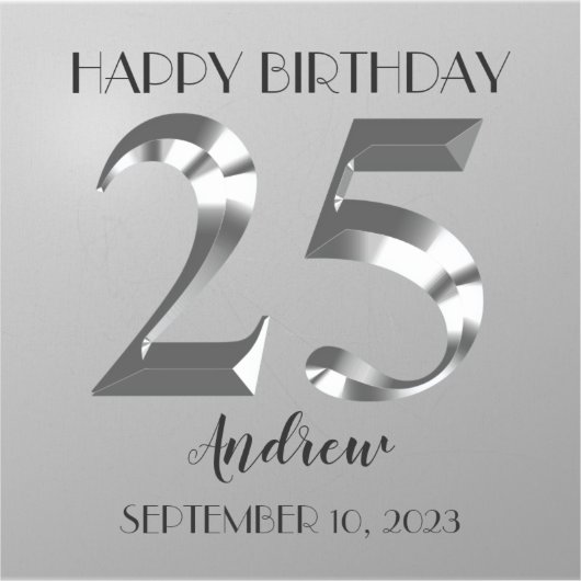 Metallic Silver 25e verjaardag Sticker (Voorkant)