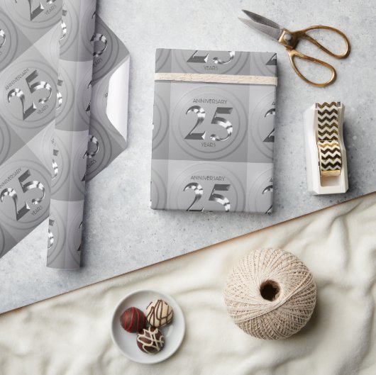 Metallic Silver 25th Wedding Day Cadeaupapier (Crafts)