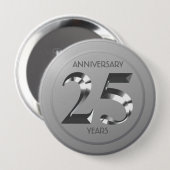 Metallic Silver 25th Wedding Day Ronde Button 4,0 Cm (Voorkant /achterkant)