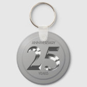 Metallic Silver 25th Wedding Day Sleutelhanger (Voorkant)
