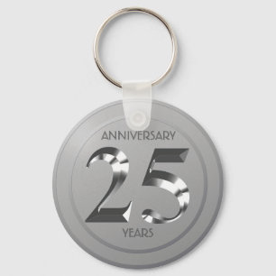 Metallic Silver 25th Wedding Day Sleutelhanger